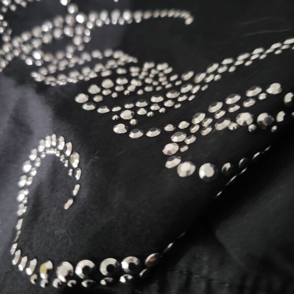 Harley Davidson Zip Shirt Black Motorcycle Crystals Rhinestone Bedazzled Large - Picture 11 of 16